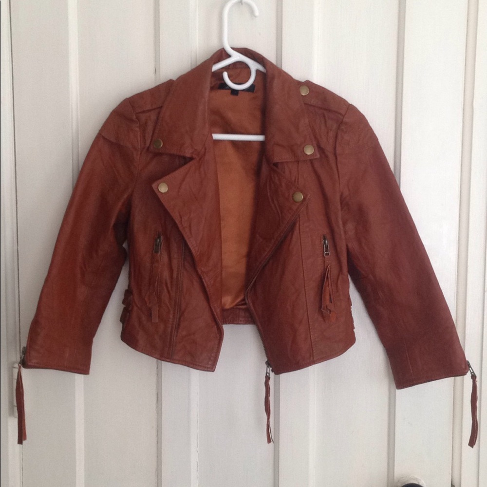 Genuine brown leather jacket